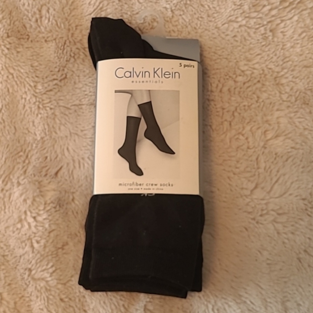 2 for $50 - Calvin Klein Essentials Women’s Black Microfiber Crew Socks -5 Pairs